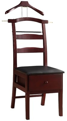 Proman Products - Manchester Chair Valet, Office Chair with Hanger & Valet, Accessory & Clothes Organizer (Mahogany)