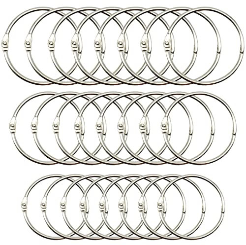Androxeda 24 Stück Binder Ringe 3 Größen 20mm 25mm 30mm Buch Ringe Loseblatt Verbinder Ringe Metall Bücher Ringe Heftringe Schlüsselringe für Scrapbook Album Handwerk