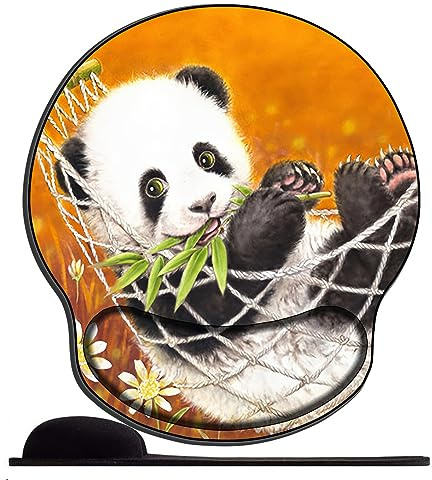 Tapis de Souris Ergonomique - Tapis de Souris Gamer avec Repose Poignet en Gel, avec Repose-Poignet Gaming Mouse Pad pour Ordinateur et Ordinateur Portable Fleur Animal Panda
