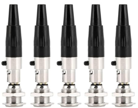 Cyrank 5 Stück 3-poliger Mini-XLR-Stecker, Audio-Mikrofon-Adapter, 3-poliger Mini-XLR-Klinkenstecker, 3-poliger Mini-XLR-Kabelenden, Ersatz Für Mikrofonmischer