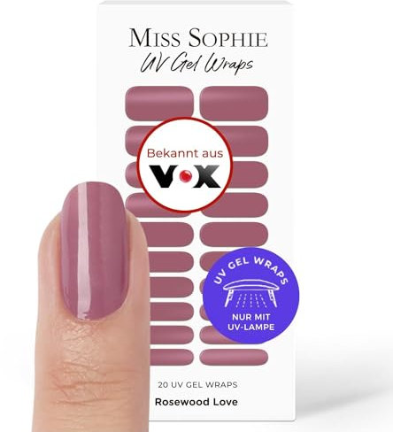Original Miss Sophie UV Gel Nagelfolien Rosewood Love UV I 20 UV Gel Nagellack-Streifen einfarbig I Für Finger- & Fußnägel