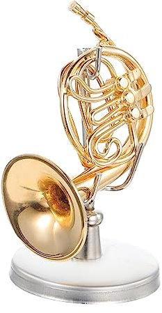 ifundom 1 Satz Horn-modell Waldhornfigur Mini-waldhorninstrument Mini-baritonhorn Miniatur-tuba-heimschmuck Waldhorn-statue Weihnachtshorn Waldhorn Mit Etui Kind Kupfer Statuette Trompete