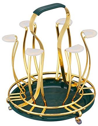 Abflussbecherhalter aus goldenem Schmiedeeisen für Glas, Keramik, Kaffeetassen, Wasserflaschen-Organizer, Ständer, Trocknungszubehör, Küche