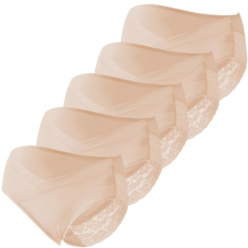 ZESLIV Confezione da 5 slip per gravidanza materna, mutandine per gravidanza, mutande postpartum, color carne, M