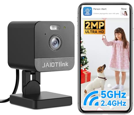 JAIOTlink 1080P 2.4g/5g Indoor Camera, Plug-in Cameras for Home Security w/Night Vision, Baby/Elder/Home Cameras Indoor with Phone App, Motion Detection, 2-Way Talk, WiFi Camera Compatible w/Alexa