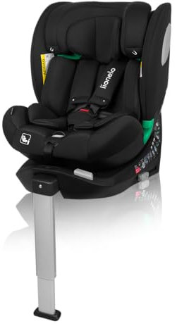 LIONELO Braam Air i-Size - Asiento infantil para coche (giratorio, 360o, 0-36 kg, grupo 0 1, 2, 3, montaje en sentido de marcha y orientado hacia atrás, ISOFIX+pie estabilizador, reposacabezas y