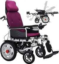 Sedia a rotelle reclinabile elettrica – 90 – 180 ° Sdraiata piatta pieghevole auto con schienale alto, veicoli per la mobilità per anziani, ausili per disabili