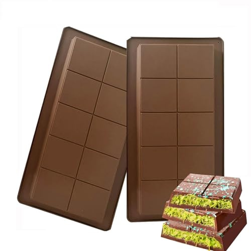 2 Stück Schokoladenform Silikon, Antihaftbeschichtung Schokolade Form Tief, Schokoladentafel Form, Silikonform Schokolade Zur Herstellung von Schokolade, Praline Süßigkeiten, Fondant etc (A)