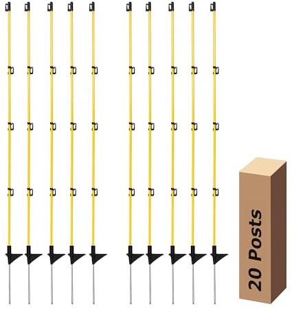46 Inches Electric Fiberglass Fence Post 20 Pack Small Insultor Steel Stake