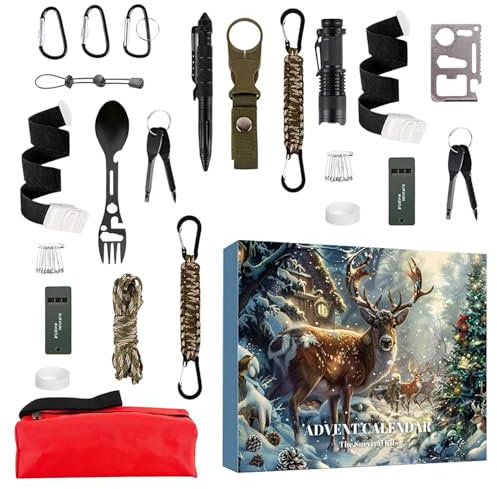 Survival Adventskalender 2025 Für Männer, Survival Kit Weihnachtskalender 2025 Adventskalender Weihnachten, Survival Tools Adventskalender Für Erwachsene Teenager