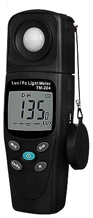 Medidor De Luz Digital, Luxómetro Portátil, LUX/FC Medidor De Luz Digital Luxmeter 200.000 Lux Medidor De Luz Prueba Espectros Rango Automático Con Humedad Ambiental Y Medidor De Temperatura para Fábr