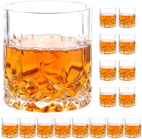 LDXDRU Lot de 18 verres à whisky, en cristal, 200 ml, verres à whisky, cristal de plomb pour scotch, cocktail
