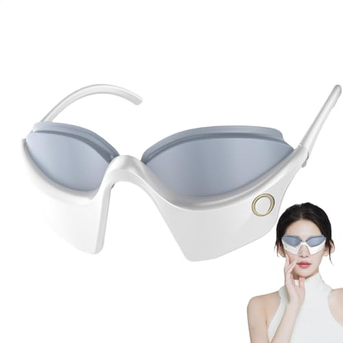 Intelligentes Augenmassagegerät, beheizte Augenabdeckungsbrille, wiederaufladbarer Massageschlaf, intelligenter Timer & 360°-Schattierung für Müdigkeit und Zugentlastung, 4 x 6 x 15 cm