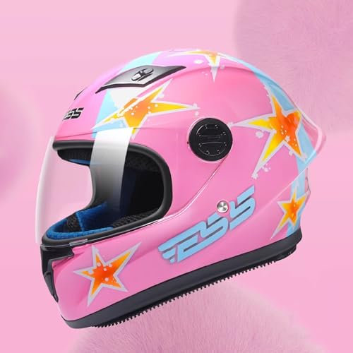 QJWMatic Integralhelm Für Kinder, Motorradhelm Für Jungen Und Mädchen Straßen-Mopedhelm Mit Visier Elektroroller- Und ATV-Helm ECE-Geprüft B,50-56cm