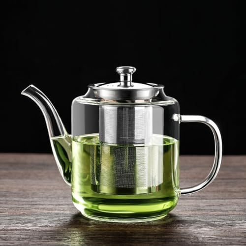 croselyu 650/800/1100ml Glas Klare Teekanne mit Sieb für losen Tee, 1 Stück (800ml)