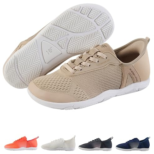 Hike Footwear HF Stride Slip-On Barefoot Shoes, Zero Drop, Unisex Beige | Hands-free slip-on entry, no laces, thin sole, breathable upper, structured heel cup, size up, for errands & all-day wear