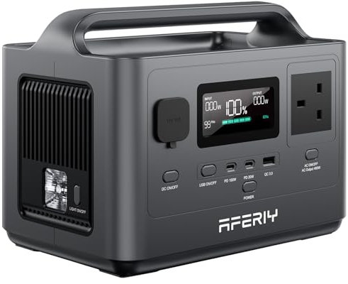 AFERIY 400W Portable Power Station 256Wh LiFePO4 Battery 1.5-hour Fast Charging, 5 Ports, Pure Sine Wave 230V Output, UPS Power Supply for Outdoor Camping and Emergency Backup
