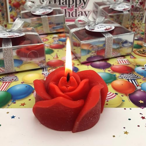 detalles boda para invitados, juego de Rosa velas personalizadas regalos originales para invitados de bodas, recuerdos comunion bautizo de boda (rojo, juego de 30)