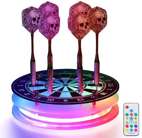 OkiyiD Soporte para dardos iluminado, soporte de dardos acrílico LED RGB con múltiples colores, accesorios de tablero para hombres, decoración de habitación de jugadores, regalos