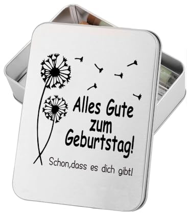 Geldgeschenke Verpackung Wunscherfüller Geburtstag Geschenkbox mit Pusteblumen-Motiv, 'Alles Gute zum Geburtstag' Gravur Geburtstagsgeschenk für Frauen & Männer