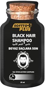 Softto+Plus Haarfärbendes Shampoo – 25ml x 10 | Einfache Coloration für schwarzes Haar | Dauerhafte Farbe & Pflege in einem Schritt