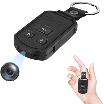 Sueirn Car Key Hidden Camera, 1080P HD Nanny Cam No WiFi Needed, Mini Spy Video Recorder for Home/Office Security Indoor & Outdoor