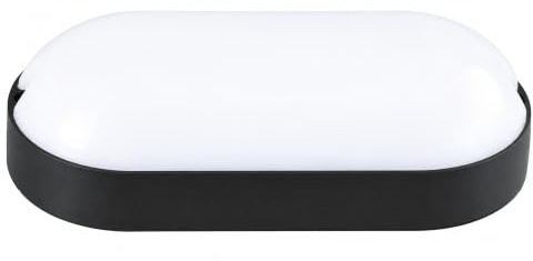 Jandei LED-Deckenleuchte, oval, für die Wand, IP65 (außen), 15 W, 6000 K, Kaltweiß, schwarzer Rahmen, Unterputzmontage, wasserdicht, für den Innen- und Außenbereich, Decke, Hall, Weihnachten, Treppe
