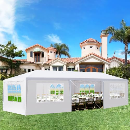 10'x30' Party Tent, Tents for Parties, Outdoor Wedding Patio Canopy with 7 Removable Sidewalls Instant Event Tent, Gazebo for Cater Events Wedding Birthday Pavilion Beach BBQ