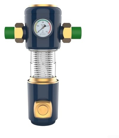 FACAIIO Backwash Filter for Sediment Water Filtration, 40-Micron Stainless Steel Pre-Filter with 360° Rotation Cleaning, Household Water Systems