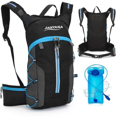 JIANYANA 2L Trinkrucksack, Faltbarer, schwarzer Trinkrucksack, 550 g, geeignet zum Radfahren und Wandern.（Königsblau）