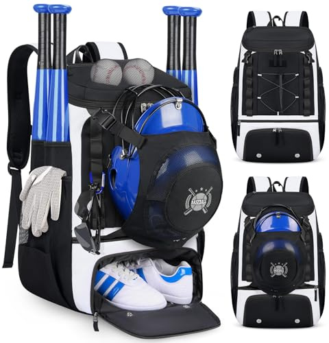 SDYSM Baseball Bag Lightweight Softball Bags for Adults Youth 40L Large Baseball Backpack with Shoe Compartment, Helmet Holder, Fence Hook Waterproof Softball Bats Bag for T-Ball & Softball Equipment
