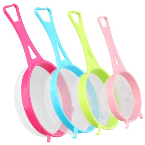 4 Pcs Multipurpose Kitchen Strainer Fine Mesh Strainer with Plastic Handle for Flour Quinoa Tea Kitchen Tools Baking Baking(4pcs/Set)