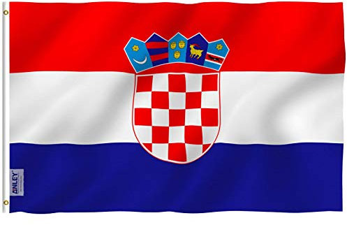 Anley Fliegenbrise 3x5 Fuß Kroatien Flagge - Lebendige Farbe und UV-beständig - Leinwand Kopf- und Doppelnaht - Kroatische Flaggen Polyester mit Messingösen 3 X 5 Ft