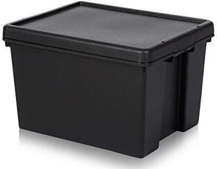 Wham 2 x Bam Heavy Duty Recycling Box - 45 Liter mit Deckel - 49 x 39,5 x 32 cm - schwarz