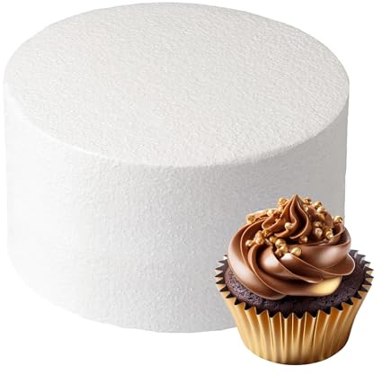 Culpitt 6 x 4 Round Cake Dummy, Polystyrene | Straight Edge For Professional Finish, Ideal For Practice Or Window Displays, Works With Fondant, Buttercream & Royal Icing