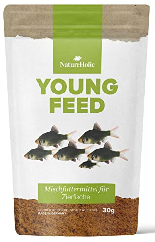 NatureHolic YoungFeed Softgranulat I Fischfutter Aquarium | Aufzuchtfutter für Zierfische I für EIN gesundes Wachstum I mit wertvollen Zusätzen I schonende Herstellung I Made in Germany I 50ml