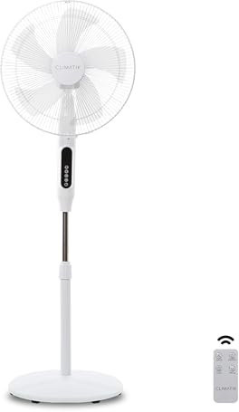 Climatik 16-Inch Pedestal Fan with Remote Control and LED Display | 3 Operational Modes | 80° Oscillation | Adjustable Height & Pivoting Fan Head | Perfect for Homes, Offices and Bedrooms
