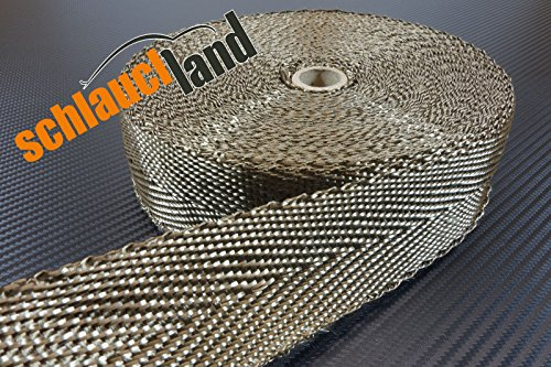 Schlauchland 10m Basalt Hitzeschutzband 50mm 1400°C Auspuffband Thermoband Krümmerband Heat Wrap Basaltfaser Isolierband Hitzeschutz