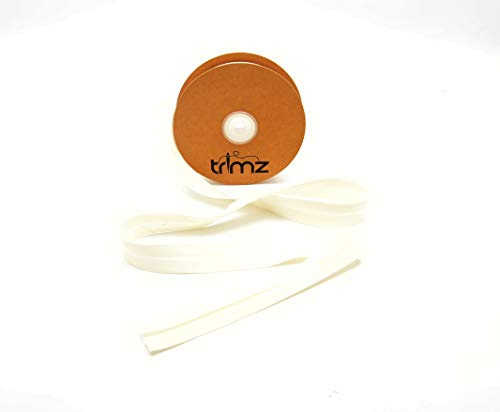 Trimz Schrägband aus Polyester-Baumwolle, Polyester, elfenbeinfarben, 20 m Spule