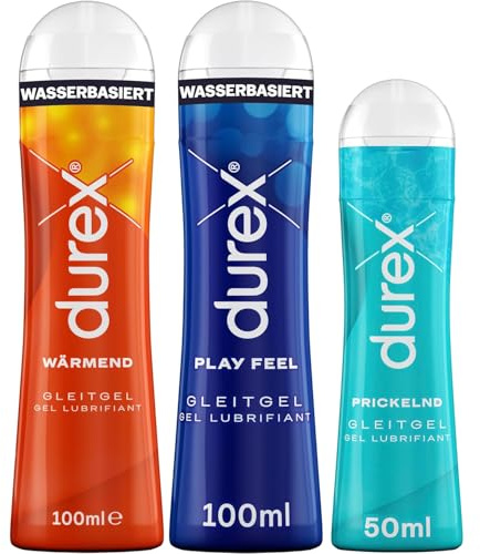 Durex Ausprobierset - Durex Play Feel Gleitgel 100ml - Durex Play Wärmend Gleitgel 100ml - Durex Play Prickelnd Gleitgel 50ml 3er Pack (2 x 100ml, 1 x 50ml)