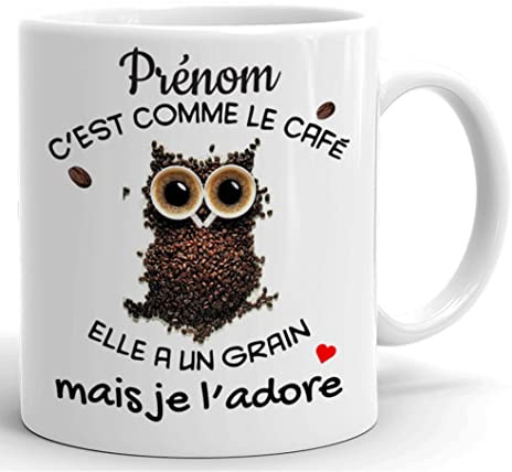 L'Esprit Des Anges Céramique Tasse-Mug Cadeau Personnalisable Prénom Amie Anniversaire - C'est Comme le Café Je l'Adore - Humour Rigolo Amusant