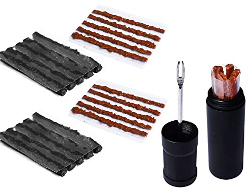 Yuauy Bike Tubeless Tire Tyre Repair Kit Plugger Plugs Tool Repair Tires Fix Flat Puncture MTB and Road Mountain Bicycle + 25 Strips (10 x1.5 mm + 5 x 2.5 mm + 10 x 3.5 mm)