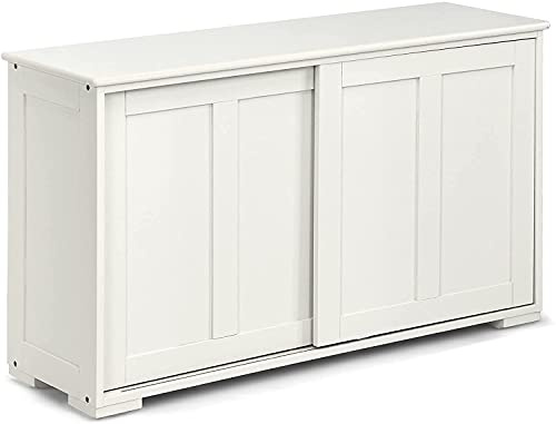 TANGZON Kitchen Sideboard Cabinet with Sliding Doors & Adjustable Shelf