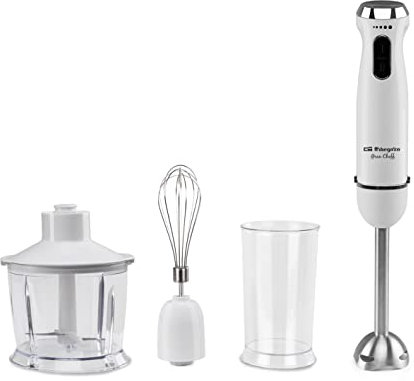 Orbegozo BT 2690 - Batidora de mano, selector de velocidad, 2 pulsadores, función turbo, accesorios, brazo acero inoxidable, libre BPA, 1000 W, bluetooth 2960