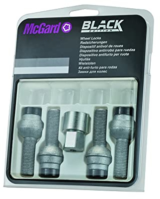 McGard Felgenschloßbolzen M14x1.50 Schwarz - Kugelbund R14 - Länge 28.3mm | 17mm Schlüsselweite