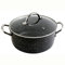 WECOOK! Granite Cazuela Alta Inducción Completa 20cm Tapa Vidrio, Aluminio Forjado 2,2 Litros, Antiadherente Ecológico Piedra sin PFOA, Asas Acero, Apta Todas Cocinas, Vitrocerámica, Gas, Horno