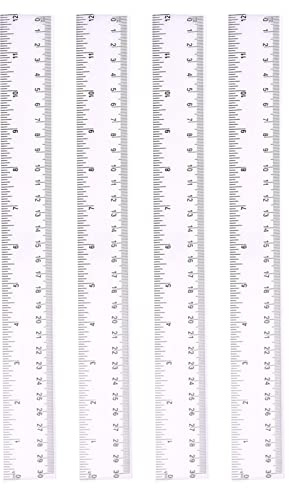 4 Pack 30cm Clear Plastic Ruler - 12 Inches Shatter Resistant Metric Transparent Straight Measuring Ruler Tool for Student School Office