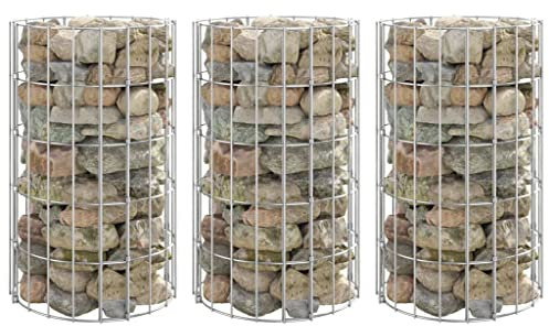 3er Set Gabionen Hochbeet rund Steinkorb Pflanzkübel Steingabione Gabionen Gabionenkorb Gabionensäule Gabionenzaun Garten Terrasse Ø30x50 cm