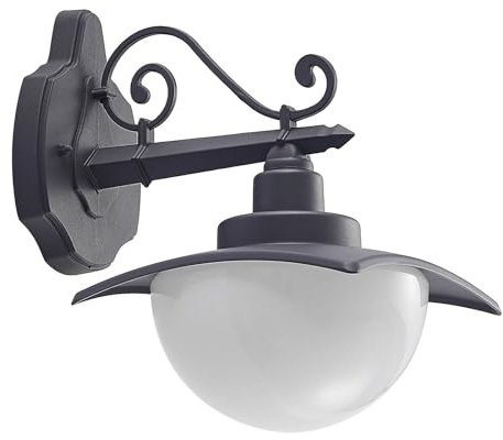 Lindby Wandleuchte außen Elinda (spritzwassergeschützt (Landhaus, Vintage Rustikal) in Schwarz aus Aluminium (1 flammig E27) - Außenwandleuchten Wandlampe Led Außenlampe Outdoor für