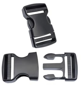 Seitliche Entriegelungsschnallen, robuste Kunststoff-Schnallen-Clips, Druckknopfverschlüsse, doppelt verstellbare Rucksackschnalle, Ersatz, kein Nähen, 2 Sets, Schwarz ,Inside width -38 mm